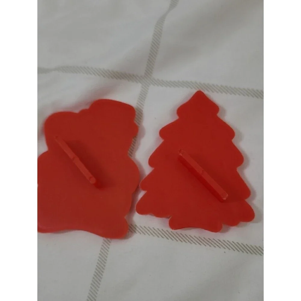 Vintage Red Snowman & Christmas Tree Cookie Cutters - Set Of 2